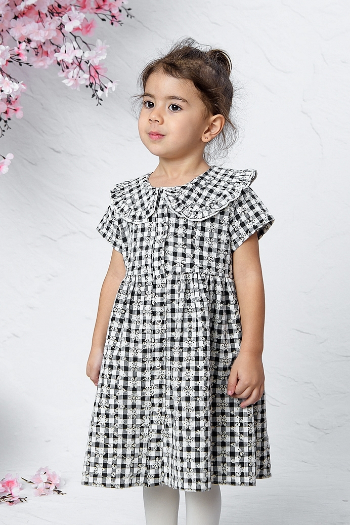 Eda - Daily Black White Baby Girl Dress