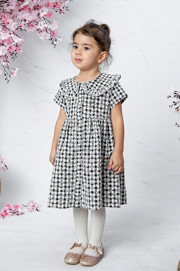 Eda - Daily Black White Baby Girl Dress