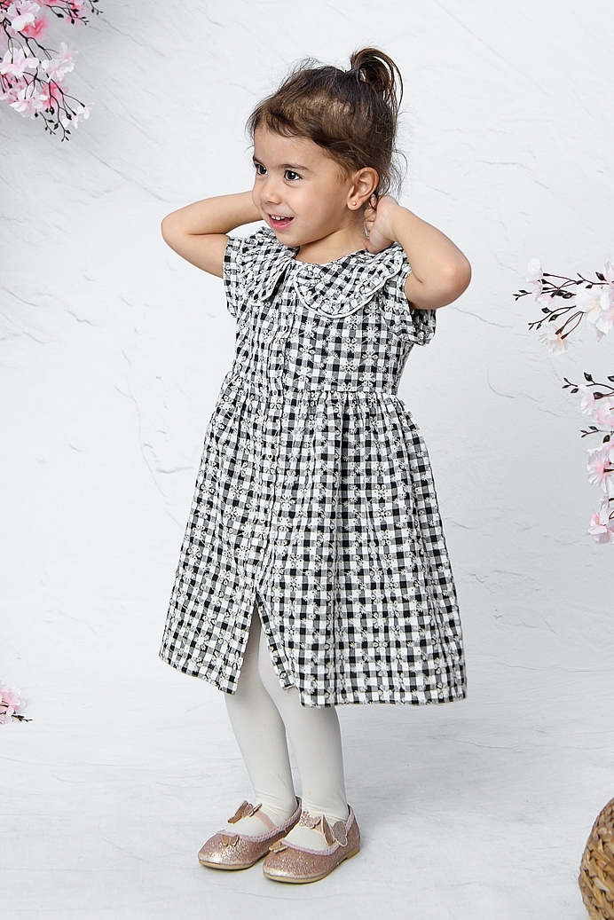 Eda - Daily Black White Baby Girl Dress