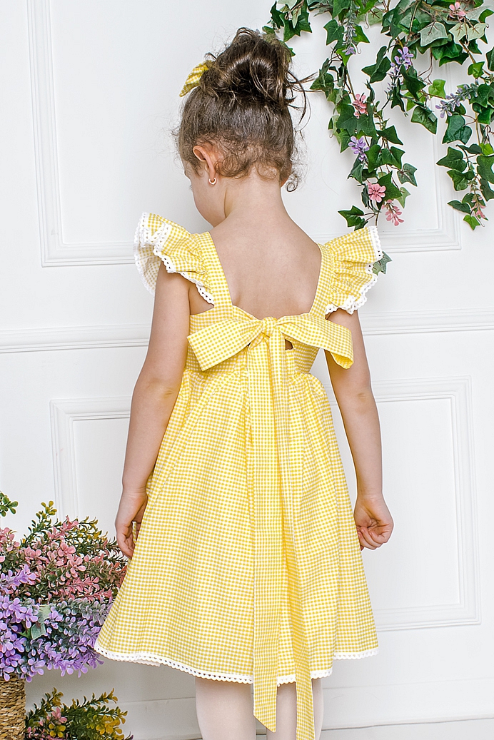 FUNDA - Yellow Cherry Baby Girl Dress With Hair Accessory