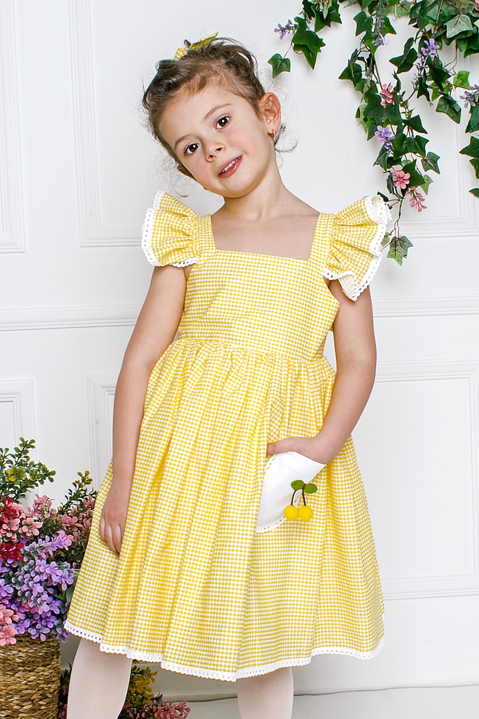 FUNDA - Yellow Cherry Girl Dress With Hair Accessory