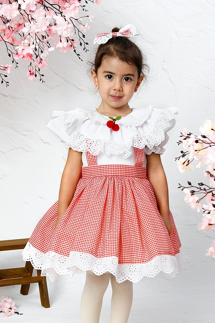 Kiraz - Red Cherry Baby Girl Dress With Hair Accessory