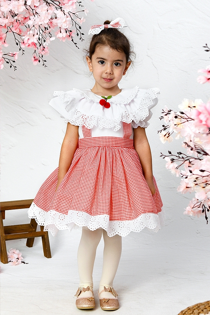 Kiraz - Red Cherry Girl Dress With Hair Accessory