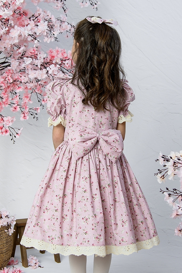 NISAN - Pink Flower Girl Dress With Hair Accessory