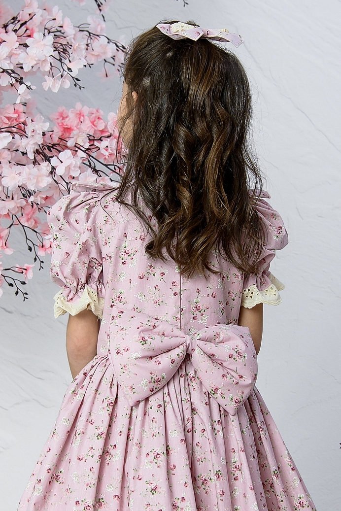 NISAN - Pink Flower Girl Dress With Hair Accessory