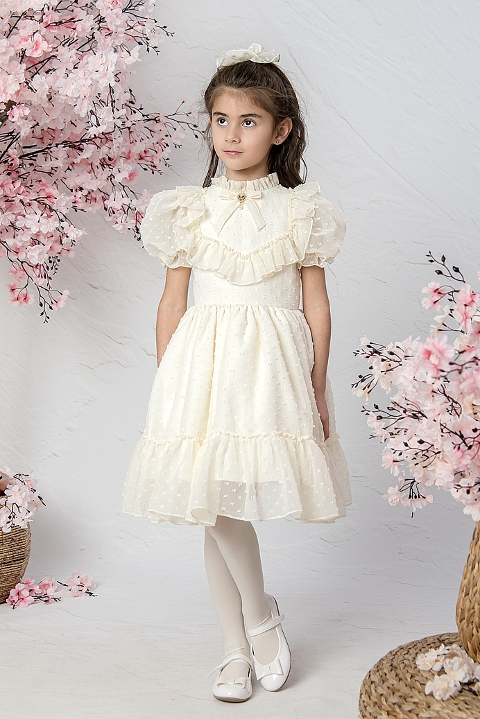 SEZEN - Cameo Exlusive Baby Girl Dress With Hair Accessory